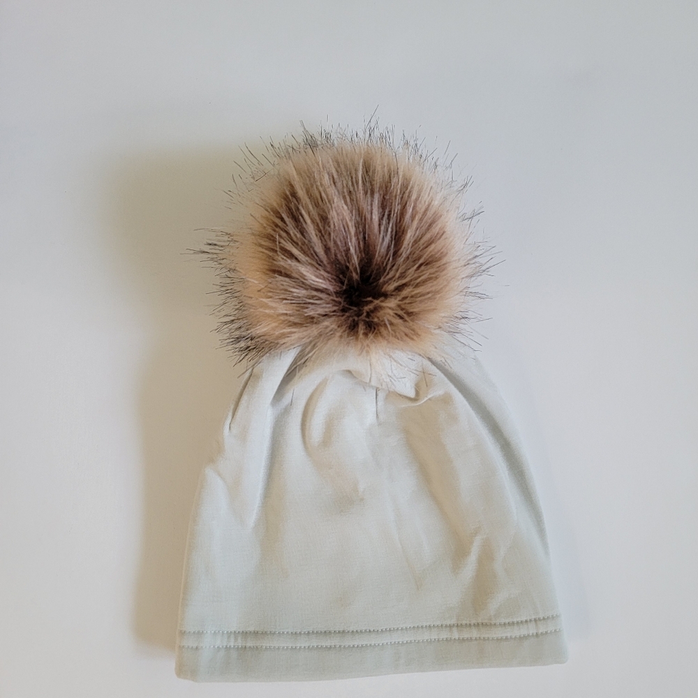 6/12M Loulou Lollipop Light Green Fur Beanie